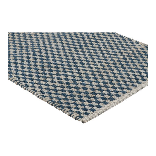 Part & Parcel Goods Textured Check Rug, 5'x8', Sky Blue and Sapphire For Sale