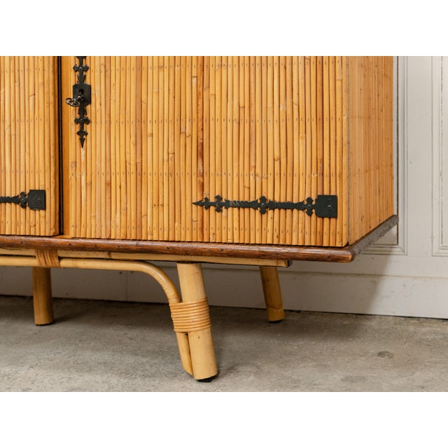 Modern Rattan Sideboard by Audoux and Minet, 1960s For Sale - Image 3 of 15