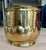 Elegant vintage English handmade brass cachepot featuring hand-hammered construction, sculptural lion mask ring handles,...