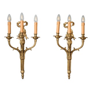 Classicist Bronze Wall Sconces, Set of 2 For Sale