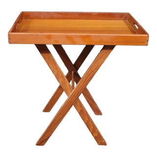 Teak Folding Tray Table For Sale