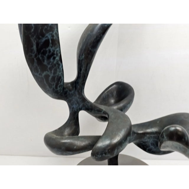 1980s Large 20" Solid Bronze Abstract Organic Modern Sculpture Verdigris Patina 40 LBS For Sale - Image 12 of 17