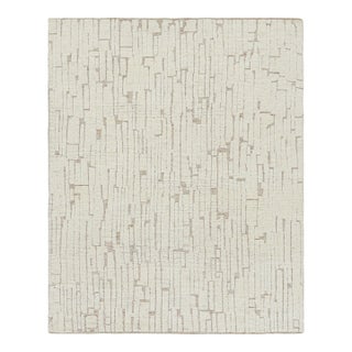 Rug & Kilim’s Contemporary Rug in White with High-Low Geometric Patterns - 13x18 For Sale