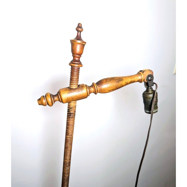 Mid 20th Century Vintage Handmade Wood Bridge Floor Lamp For Sale - Image 5 of 12