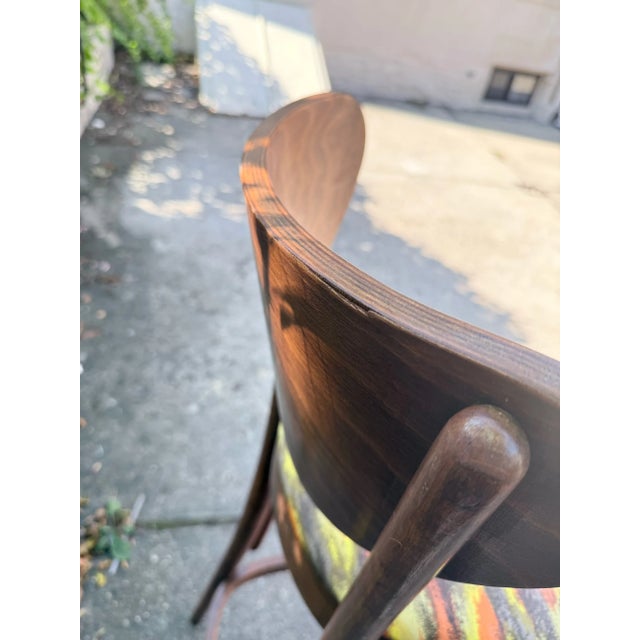 Yellow Set of 6 Vintage Mid-Century Bentwood Walnut-Finish Bar Stools, C. 1960s–70s For Sale - Image 8 of 15