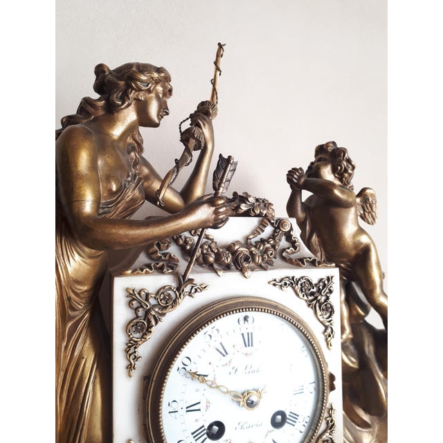 Metal Pendulum Clock in Marble and Gilt Bronze by François Linke For Sale - Image 7 of 17