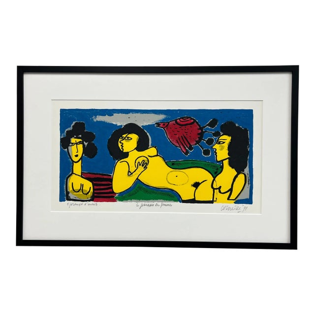 Corneille, Guillaume (1922-2010), Artist’s Proof, Paradis De Femmes, Signed, 1991, Figurative Fantastical Warm Colors For Sale