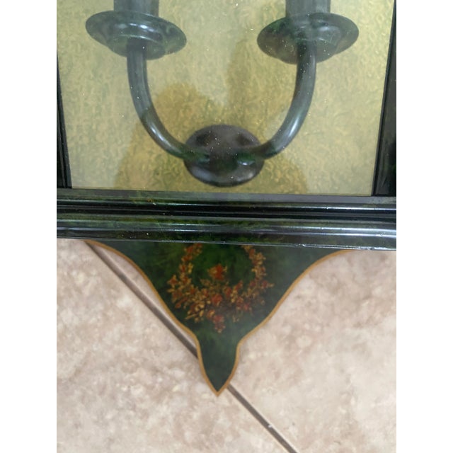 Mediterranean Italian Painted Tole Wall Lanterns, Made in Italy - Set of 2 For Sale In West Palm - Image 6 of 12