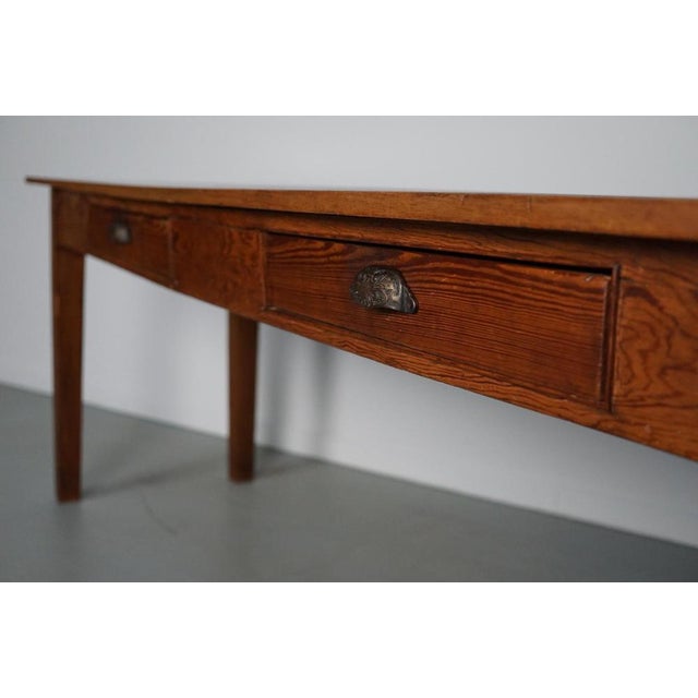 Vintage French Rustic Farmhouse Pitch Pine Desk, 1950s For Sale - Image 4 of 18