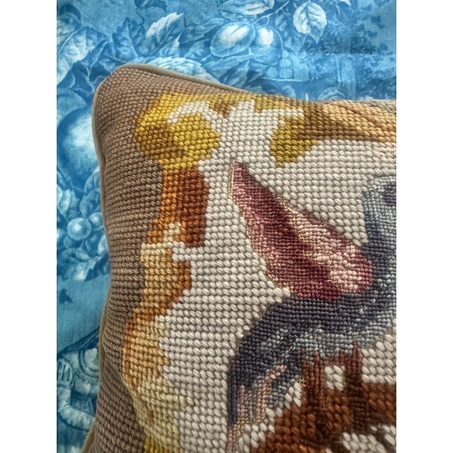 Textile Neoclassical Style Urn and Bird Petit Point Needlepoint Pillow For Sale - Image 7 of 11