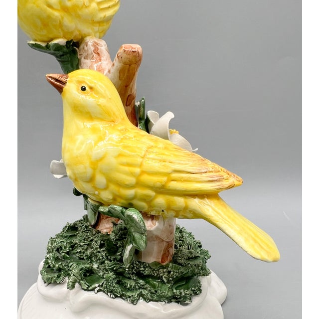 Vintage Italian Ceramic Yellow Bird Figurine With Applied Flowers and Foliage – Traditional, Cottage For Sale - Image 9 of 14