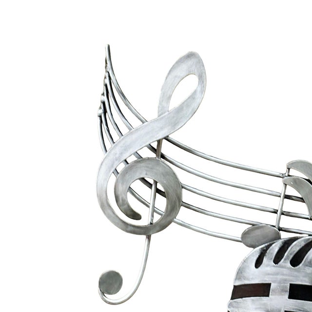 Large Cut Steel Abstract Microphone & Music Note Wall Sculpture by Artisan House For Sale - Image 4 of 6