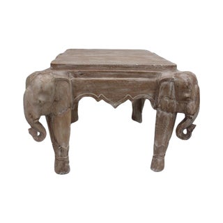 Italian Carved Wood Elephant Side Coffee Table For Sale