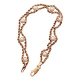Vintage 10kt Gold & Pearl Bracelet For Sale