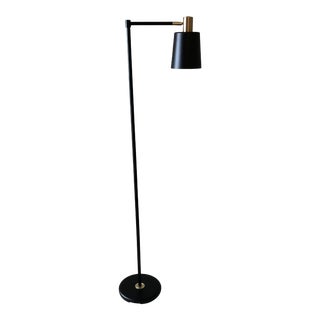 Mid-Century Style Articulated Arm Brass and Black Floor Lamp For Sale