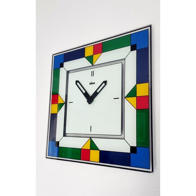 Large Glass Wall Clock by Bino, 1980s For Sale - Image 12 of 12