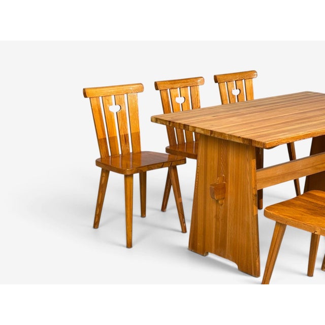 1970s Göran Malmvall, Dining Table and Six Chairs, Pine, Sweden, 1970s For Sale - Image 5 of 13