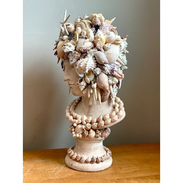 Vintage Shell Encrusted Bust Sculpture For Sale - Image 11 of 12