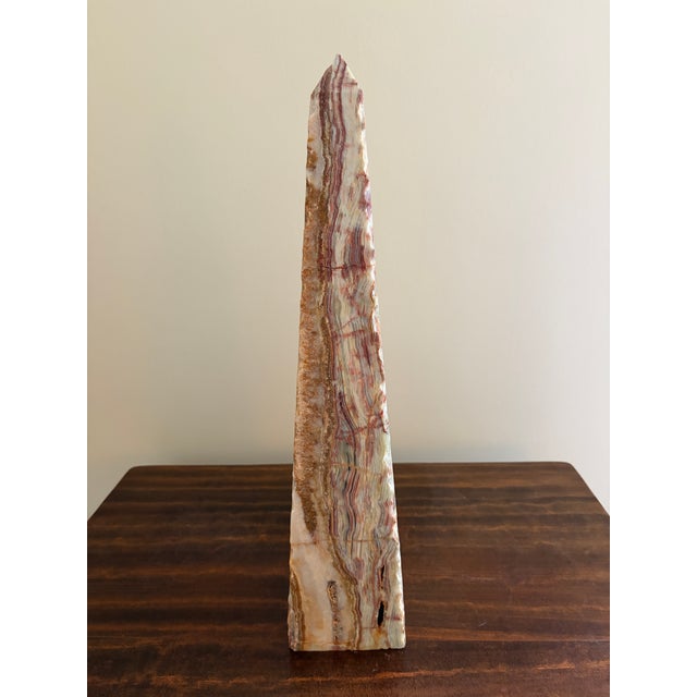 Neoclassical Solid Marble Green and Brown Obelisk For Sale - Image 10 of 13