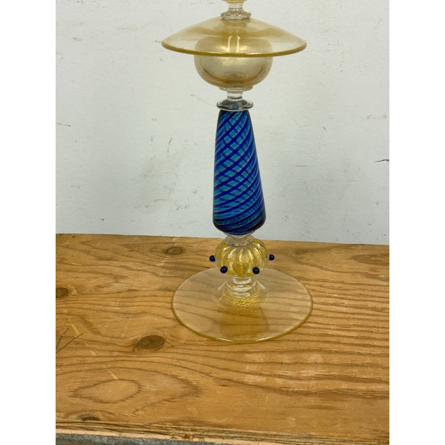 La Fenice Murano Glass Filigrana Candle Holders, Pair For Sale In San Francisco - Image 6 of 13