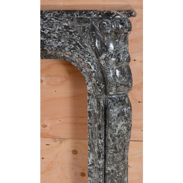Gray 18th Century Antique Louis XV Bleu Tigre Marble Fireplace Mantel For Sale - Image 8 of 9