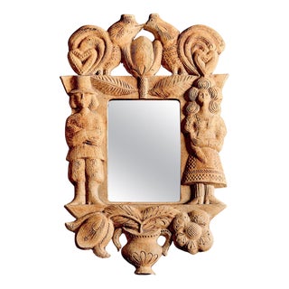 Sculpted Stoneware Mirror attributed to Roger Capron, France, 1960 For Sale