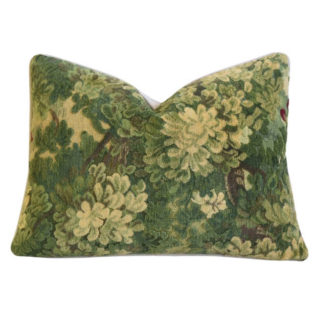 The House of Scalamandre Scalamandré Italian Velvet Marly Tapestry Botanical Feather/Down Pillows - Pair For Sale - Image 4 of 11