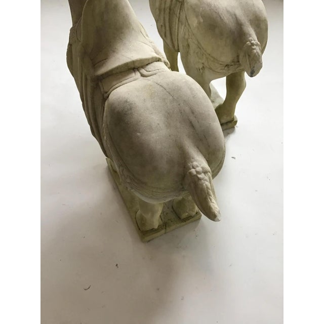 Vintage Carved Marble Tang Dynasty Style Horse Figures—A Pair For Sale - Image 15 of 18