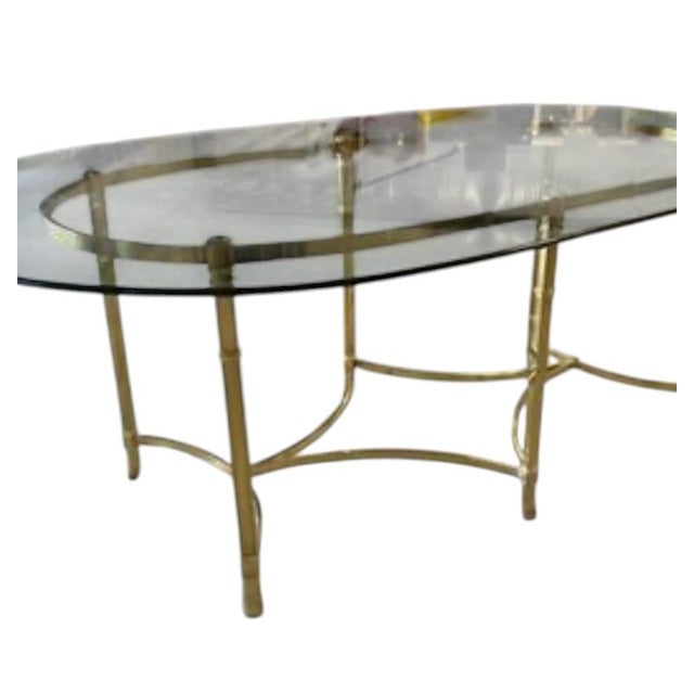 La Barge: Monumental Italian Hollywood Regency Brass & Beveled Glass Dining Table, Dg Italy, C. 1980 For Sale - Image 4 of 9