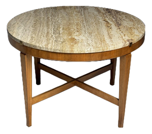 Travertine Coffee Table with Marble Top