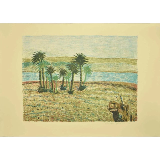 The desert is an original lithograph realized by Giuseppe Gallizioli in 1980. Hand-signed, numbered edition VIII/XXV. The...