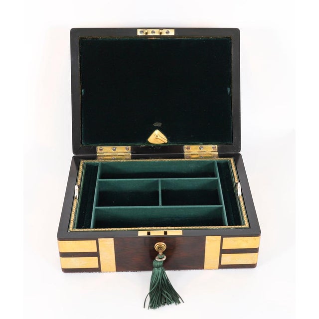 Metal Antique Victorian Gonçalo Alves Jewellery Casket from F. L. Hausburg, 1800s For Sale - Image 7 of 18