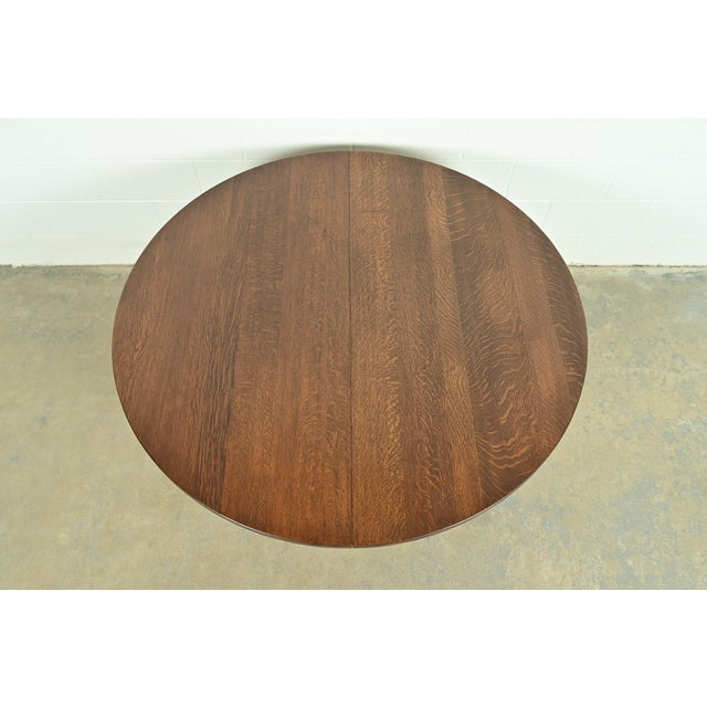 Early 20th Century Stickley Antique Mission Oak Arts & Crafts Extension Dining Table, Newly Refinished For Sale - Image 5 of 14