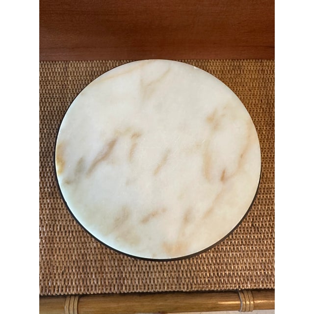 Vintage 1970’s Handcarved Wood Bowl With Cork Lined Marble Top For Sale In Los Angeles - Image 6 of 15