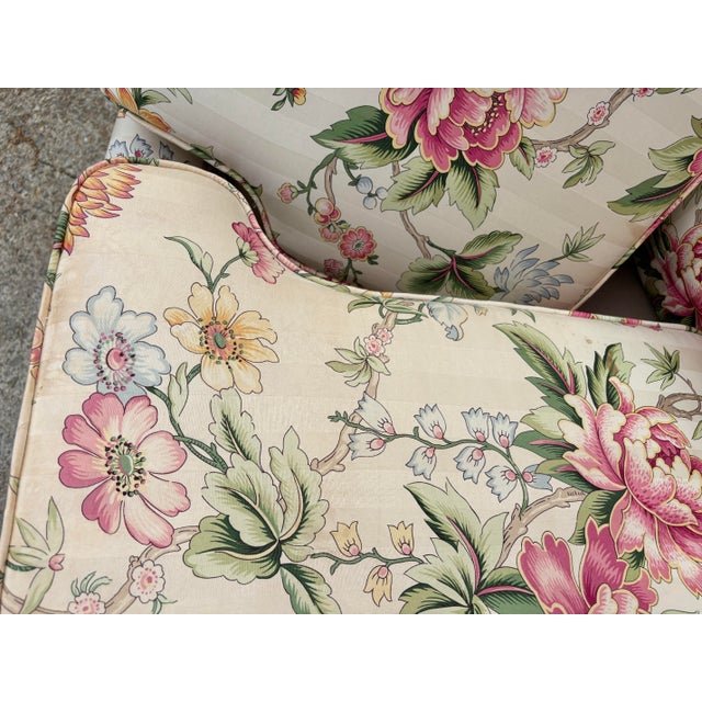 Green Mid 20th Century English Country Skirted Floral Accent Chair For Sale - Image 8 of 10