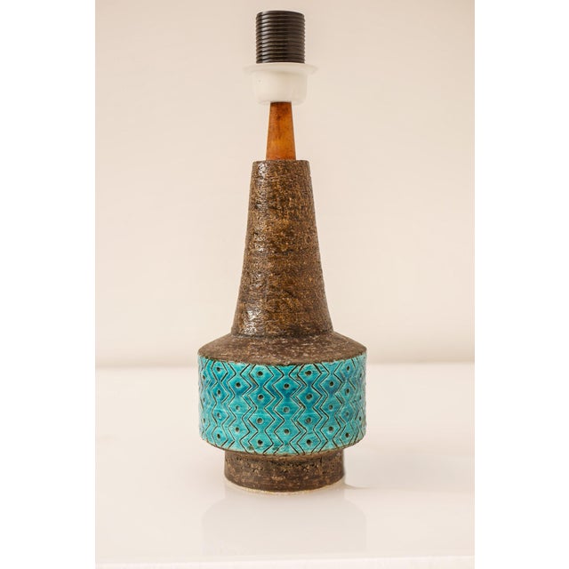 Bitossi Bitossi Pottery Lamp in Rimini Blue Ceramic by Aldo Londi, Italy, 1970s For Sale - Image 4 of 18