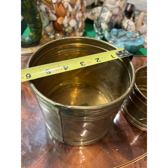 Brass 1970s Pair of Small Brass Decorative Catchalls For Sale - Image 8 of 10