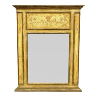 Contemporary Shabby and Chic Italian Tuscan Distress Painted Trumeau Wall Mirror For Sale
