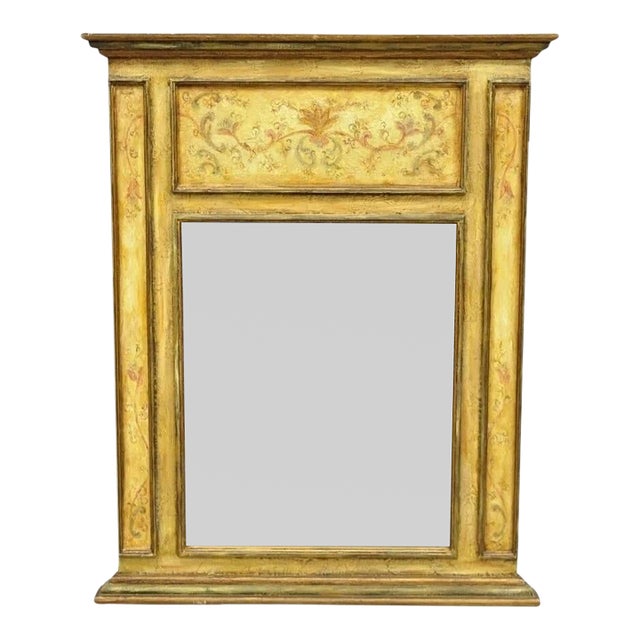 Contemporary Shabby and Chic Italian Tuscan Distress Painted Trumeau Wall Mirror For Sale