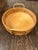 Tan Large Vintage Round Rattan & Cane Serving Tray With Handles For Sale - Image 8 of 8