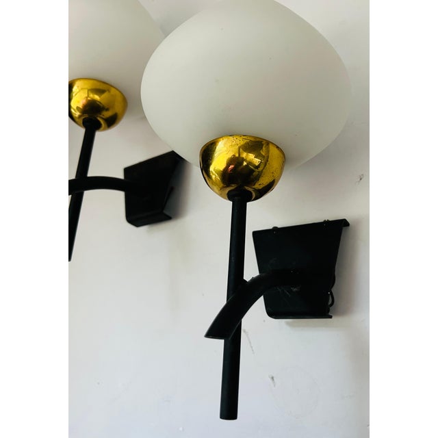 Pair of French 1960s Midcentury Lunel Wall Lamps Sconces For Sale - Image 9 of 11