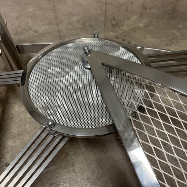 Postmodern Dia J Mehringer Custom Sculptural Chrome Steel & Glass Coffee Table For Sale - Image 3 of 10