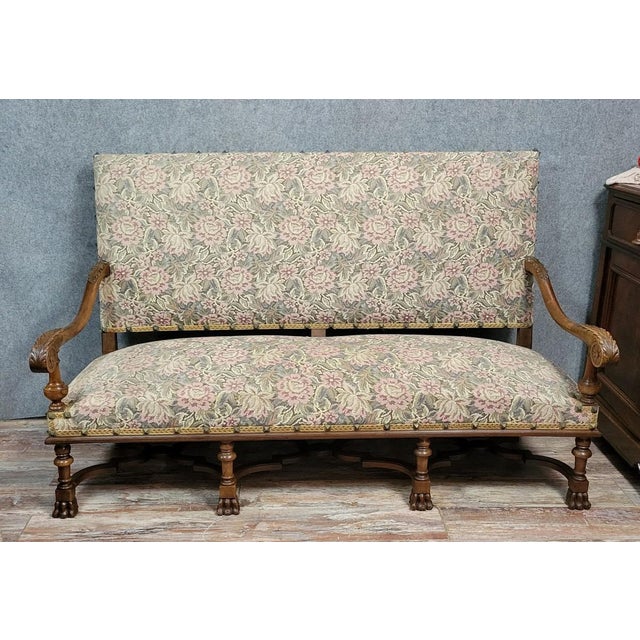 Louis XIII Style Walnut Castle Bench For Sale - Image 5 of 5