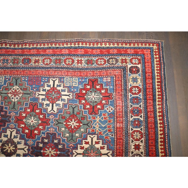 Blue Late 19th Century Square Caucasian Kuba Rug no. j5269 For Sale - Image 4 of 8