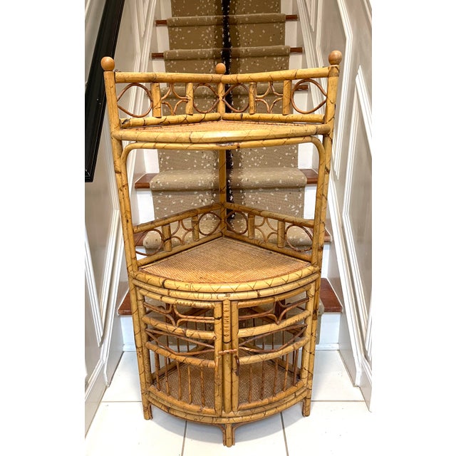 Rattan Mid Century Corner Etagere From Hong Kong Chairish