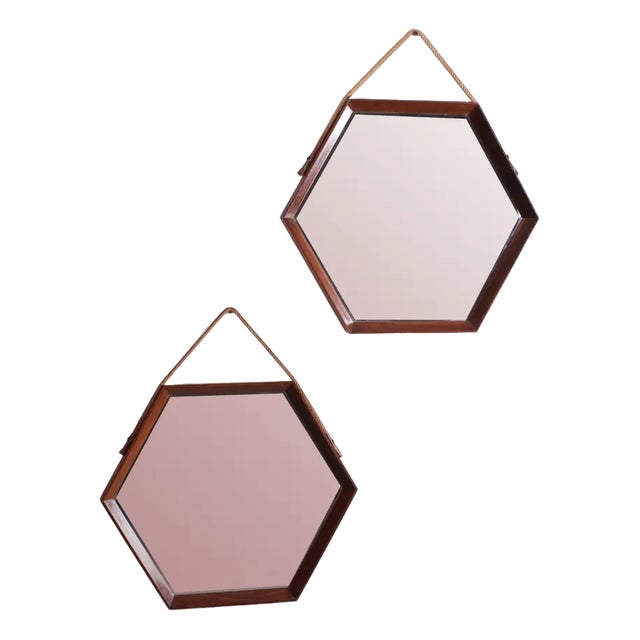 Mirrors with Octagonal Wooden Frame, Set of 2 For Sale