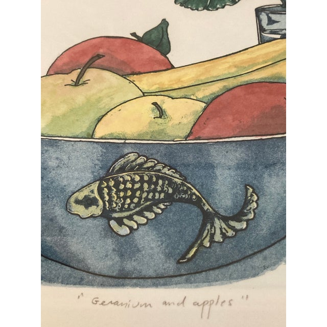 1990s Arnold Iger 1993 "Geranium and Apples" Lithograph Artist Signed, Numbered 1/350, Framed For Sale - Image 5 of 8