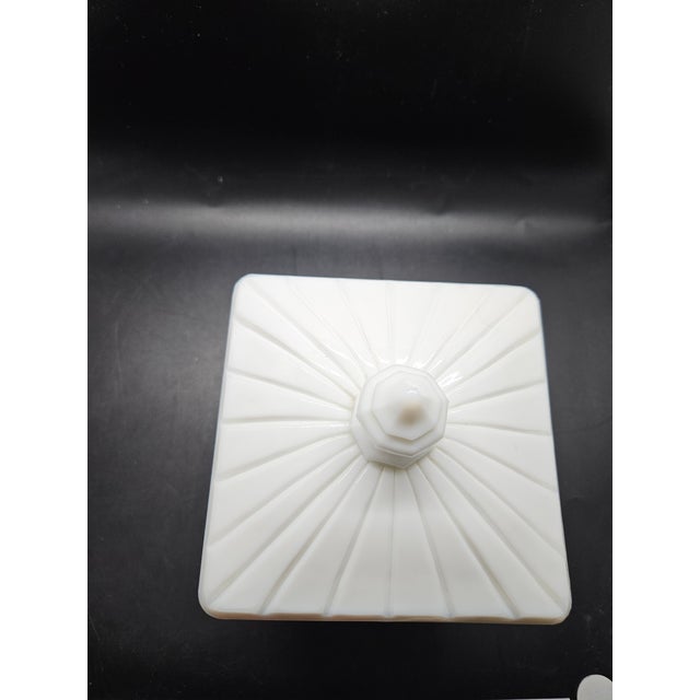 Vtg Westmoreland Milk Glass Candy Dish Old Quilt Pattern Pedestal Compote 6.5”H