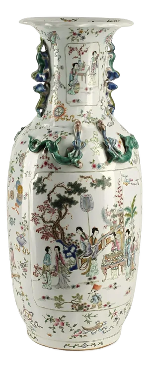 Early 20th-Century Chinese Qianlong-Style Porcelain Vase With Square Seal Mark
