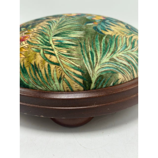 Antique Footstool Reupholstered in Designer Fabric For Sale In Charleston - Image 6 of 6